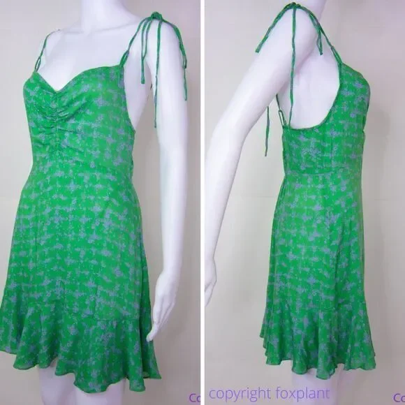 NEW Intimately Free People‎ Caught Up Printed Slip Dress, Green, M